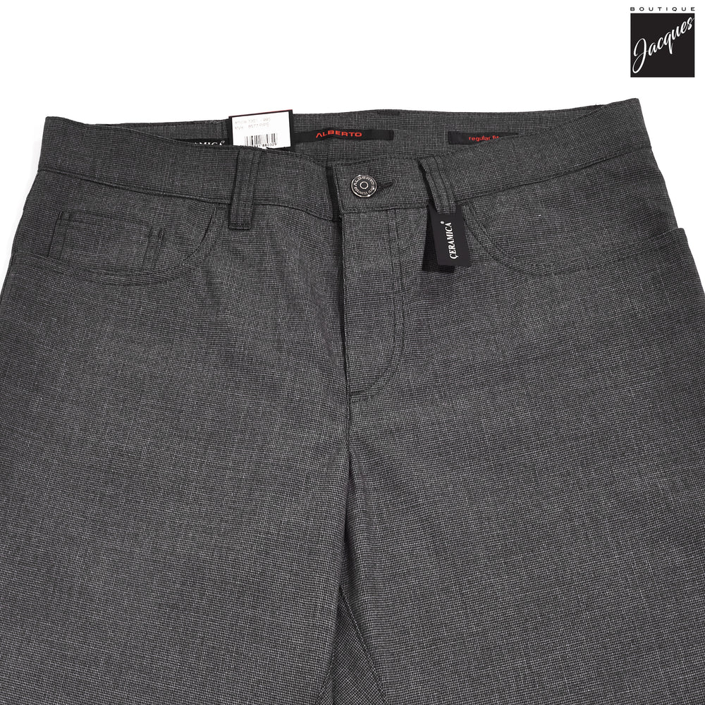 Charcoal Mini Pepita Pattern Ceramica Pipe Five Pocket Pants - ALBERTO