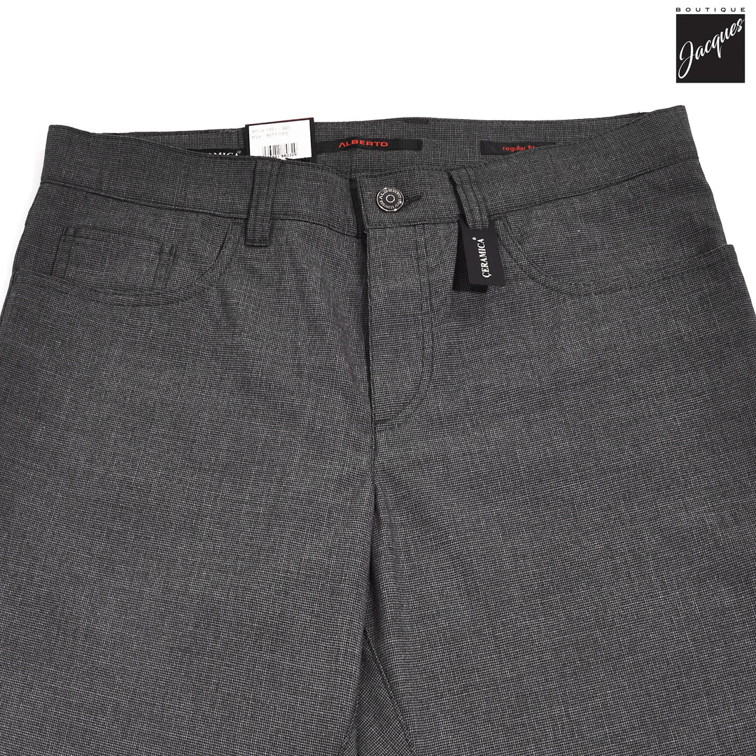Charcoal Mini Pepita Pattern Ceramica Pipe Five Pocket Pants - ALBERTO