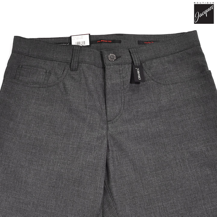 Charcoal Mini Pepita Pattern Ceramica Pipe Five Pocket Pants - ALBERTO