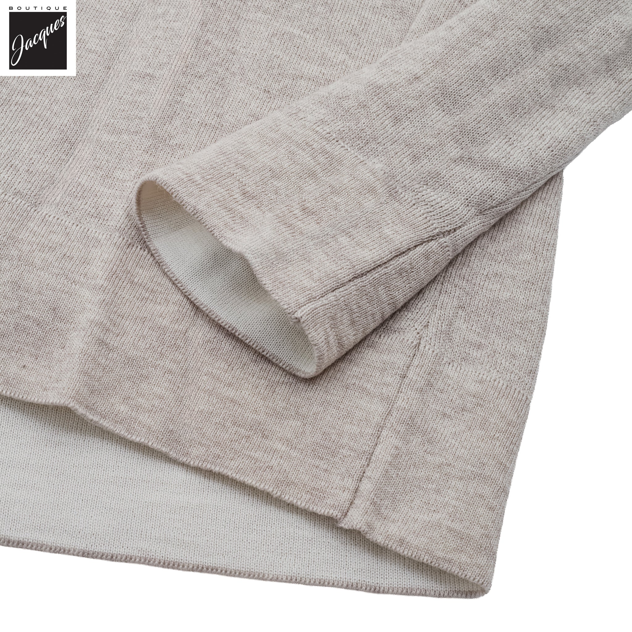Beige / Milk Extra-Fine 14 Gauge Wool Crewneck - Fradi