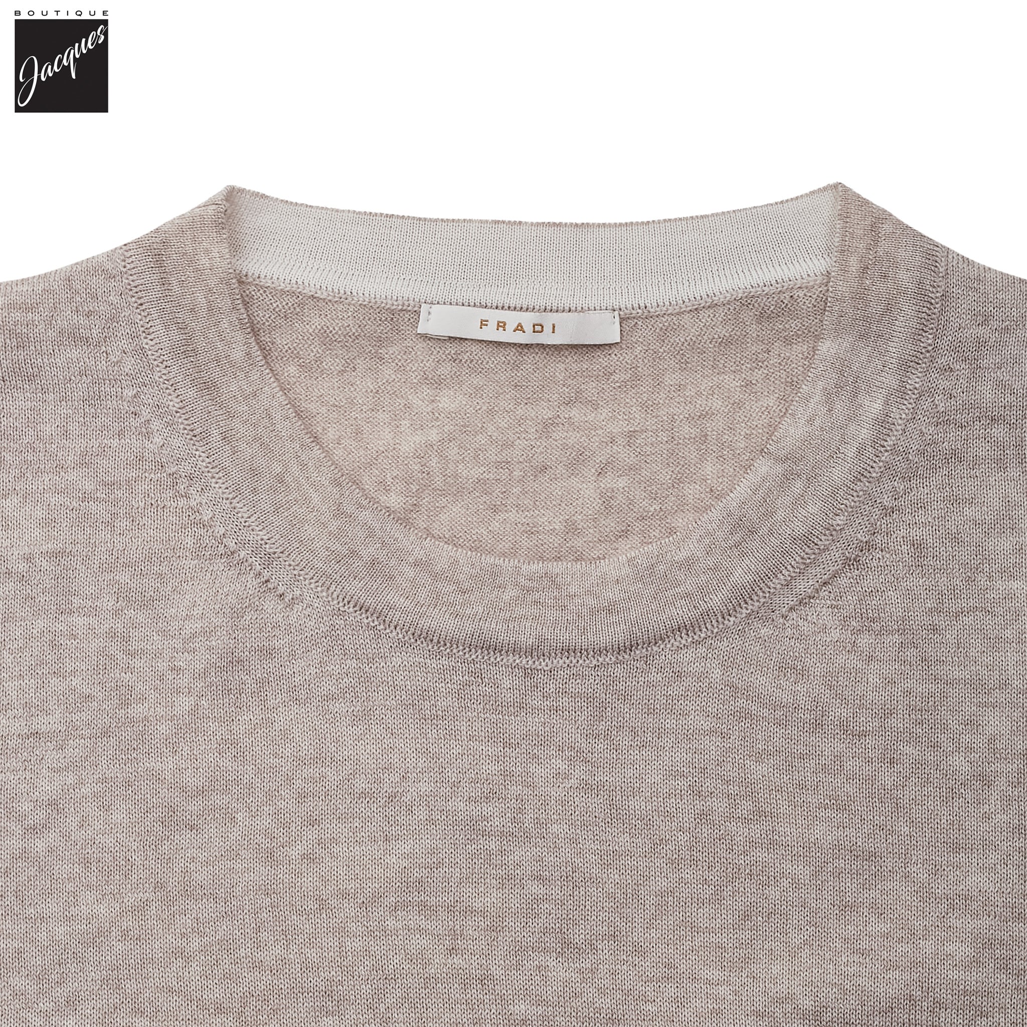 Beige / Milk Extra-Fine 14 Gauge Wool Crewneck - Fradi