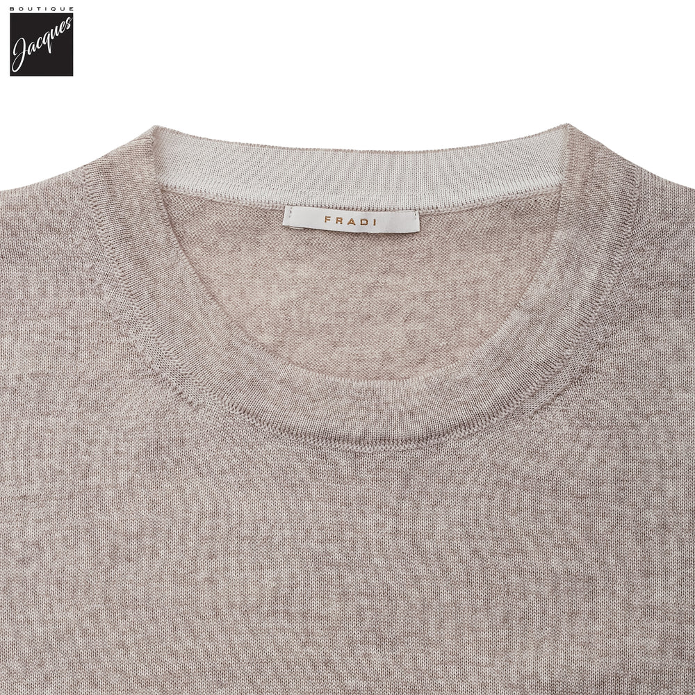 Beige / Milk Extra-Fine 14 Gauge Wool Crewneck - Fradi