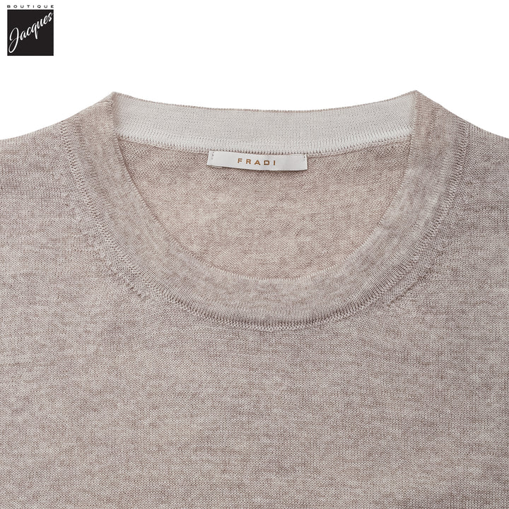 Beige / Milk Extra-Fine 14 Gauge Wool Crewneck - Fradi