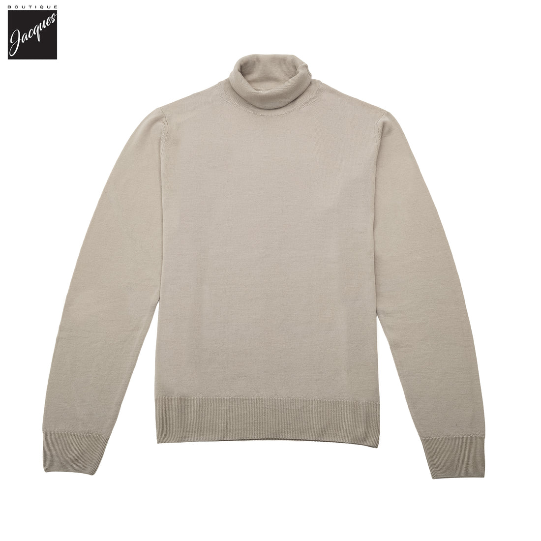 Beige Extra-Fine 14 Gauge Wool Turtleneck Sweater - Fradi
