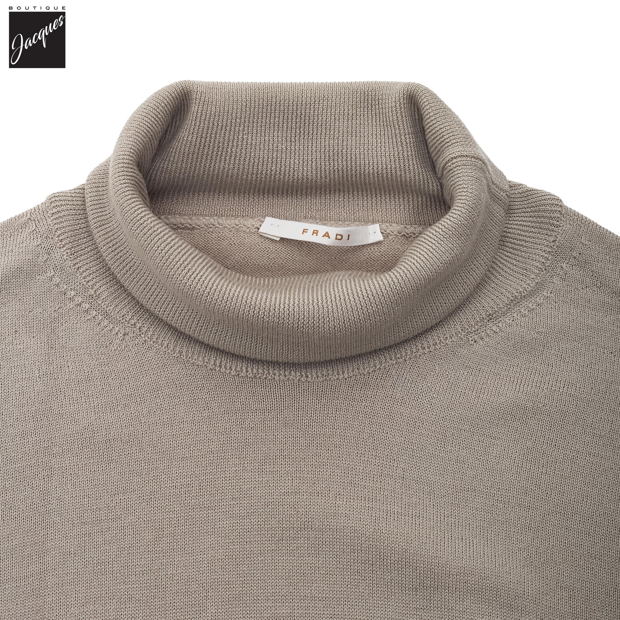 Beige Extra-Fine 14 Gauge Wool Turtleneck Sweater - Fradi