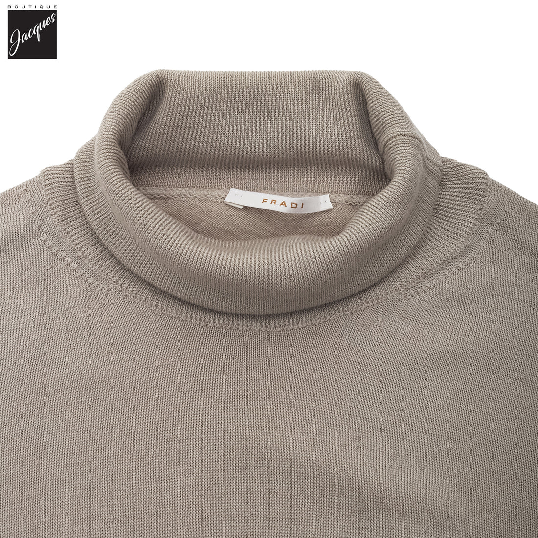 Beige Extra-Fine 14 Gauge Wool Turtleneck Sweater - Fradi