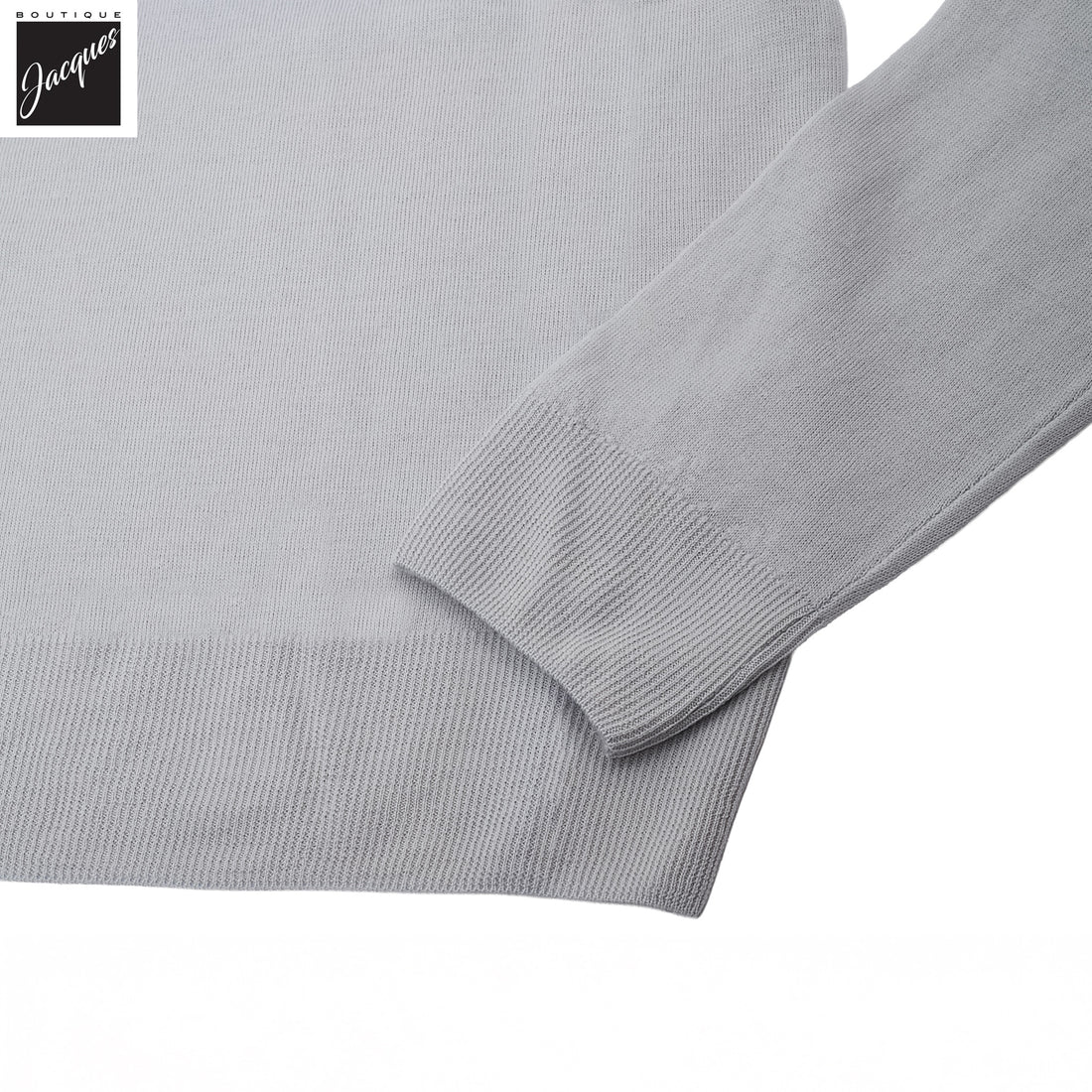 Pearl Gray Extra-Fine 14 Gauge Wool Knit Polo - Fradi