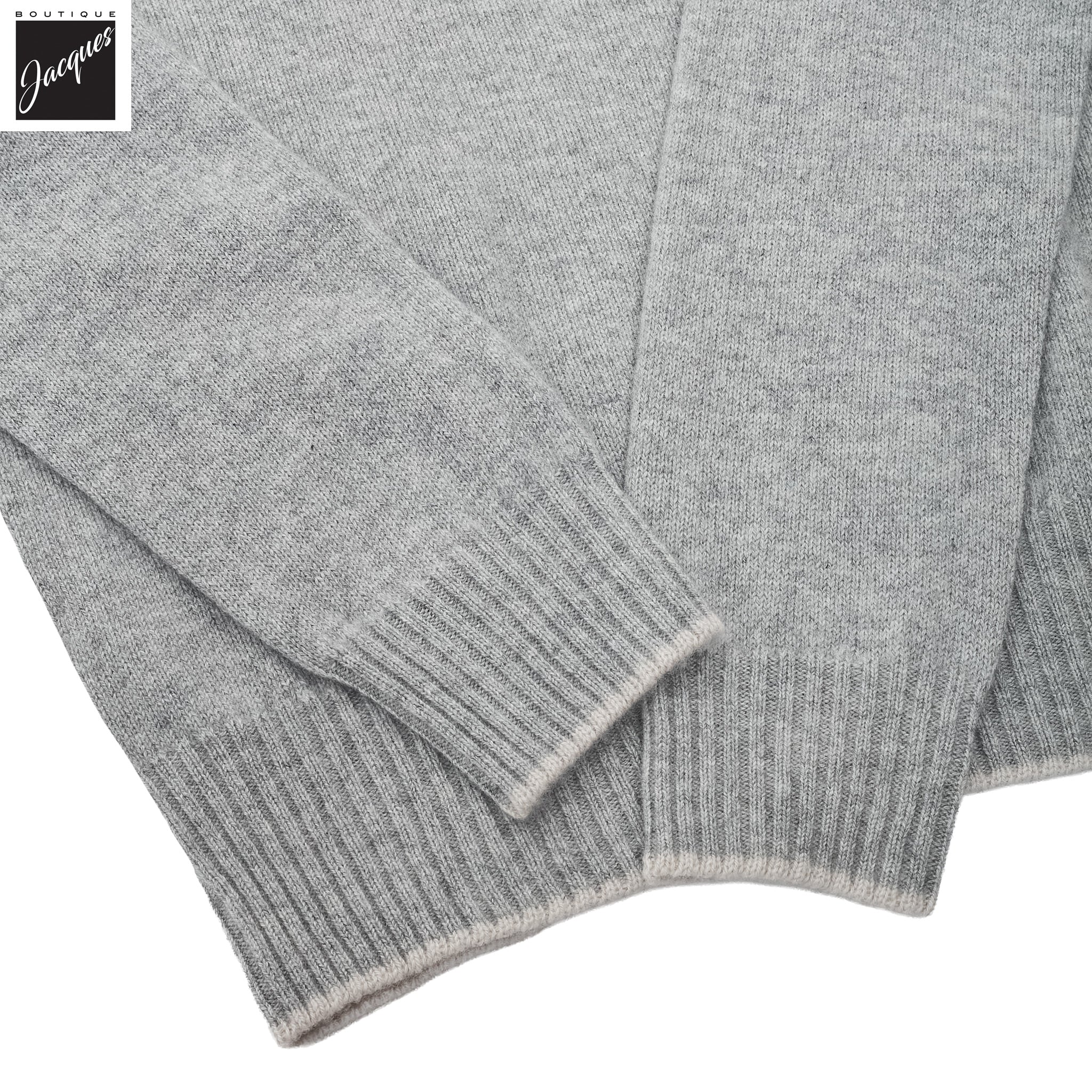 Light Gray Fine Cashmere Crew Neck Sweater - FRADI