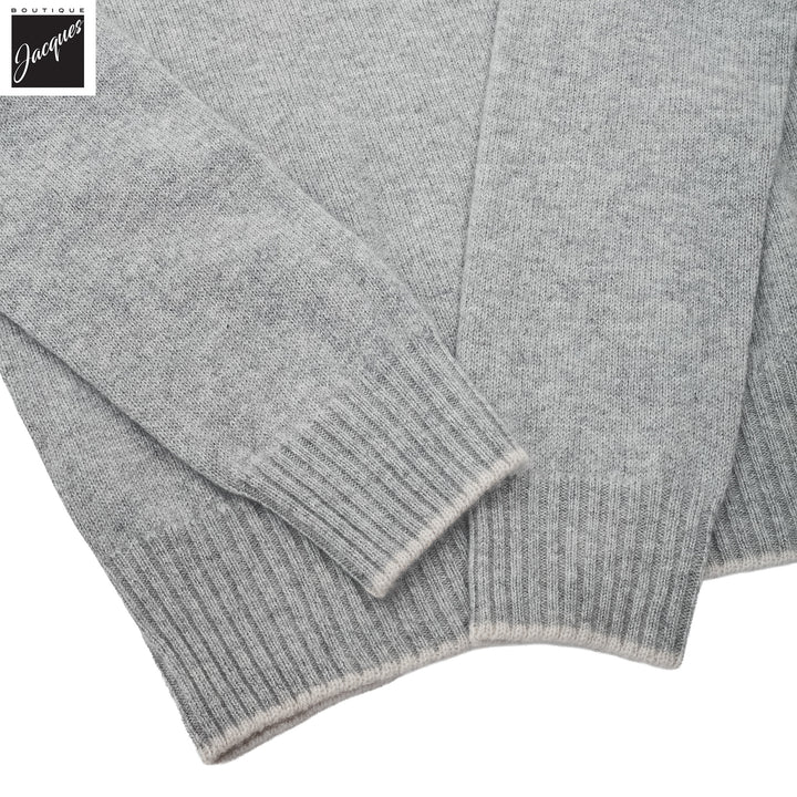 Light Gray Fine Cashmere Crew Neck Sweater - FRADI - Boutique Jacques International