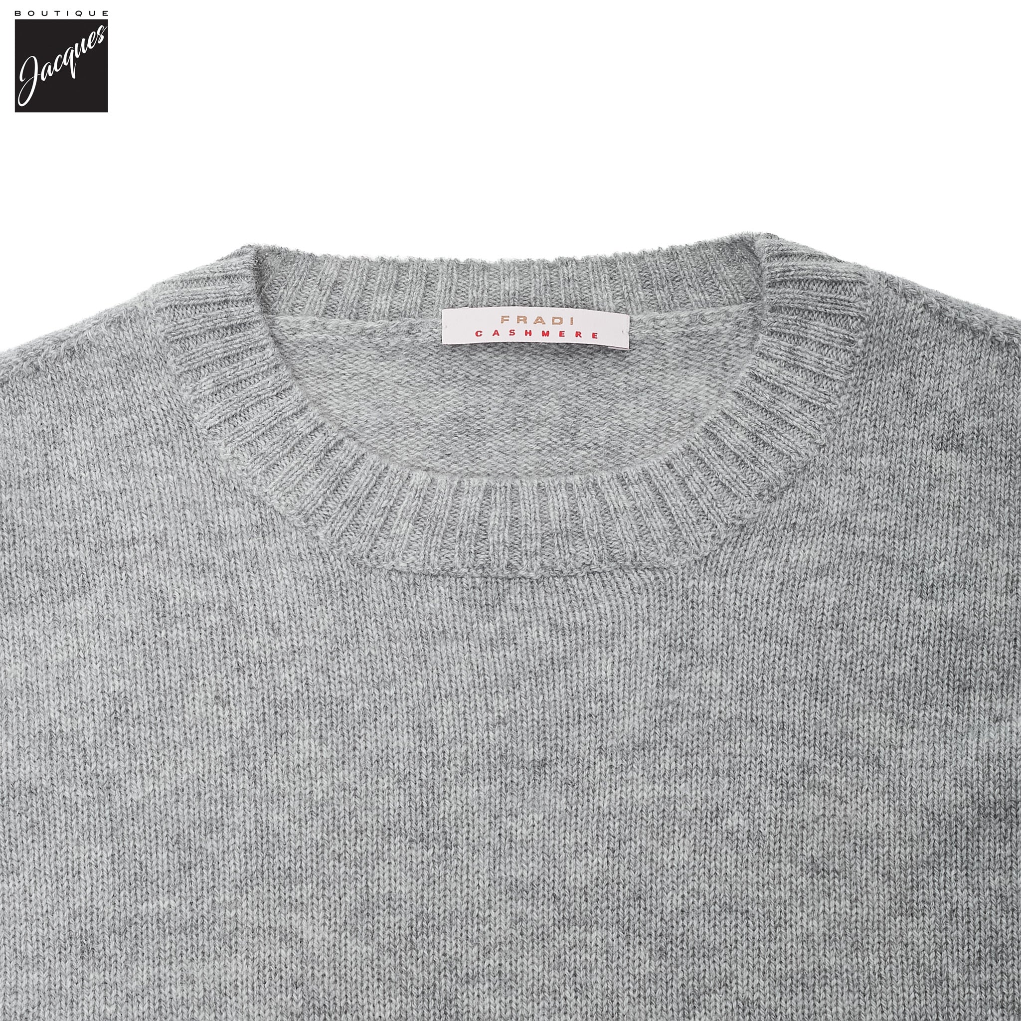 Light Gray Fine Cashmere Crew Neck Sweater - FRADI