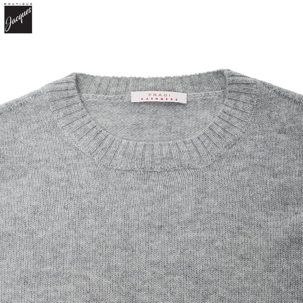 Light Gray Fine Cashmere Crew Neck Sweater - FRADI - Boutique Jacques International