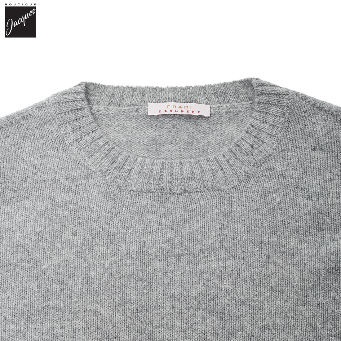Light Gray Fine Cashmere Crew Neck Sweater - FRADI