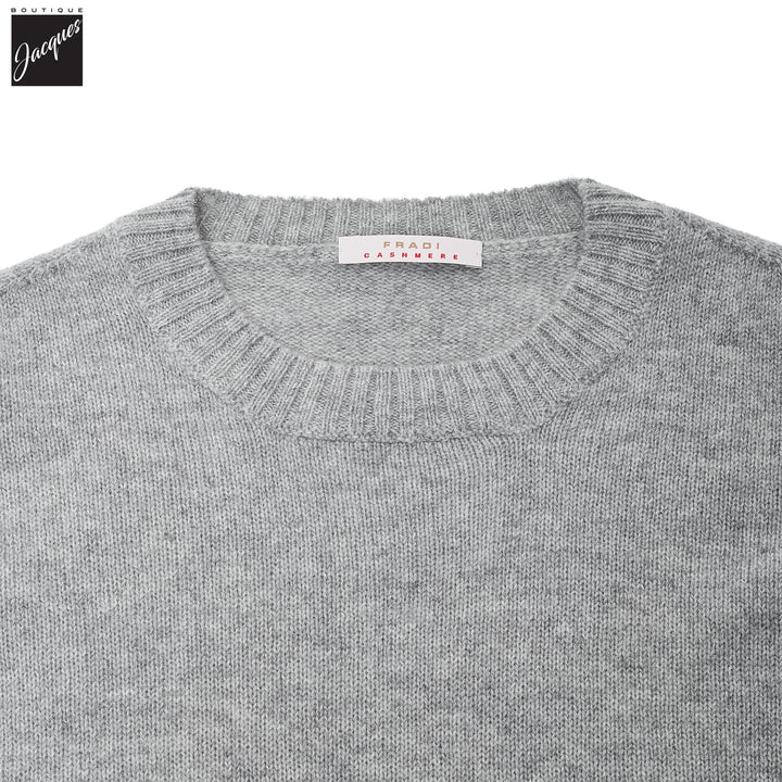Light Gray Fine Cashmere Crew Neck Sweater - FRADI - Boutique Jacques International