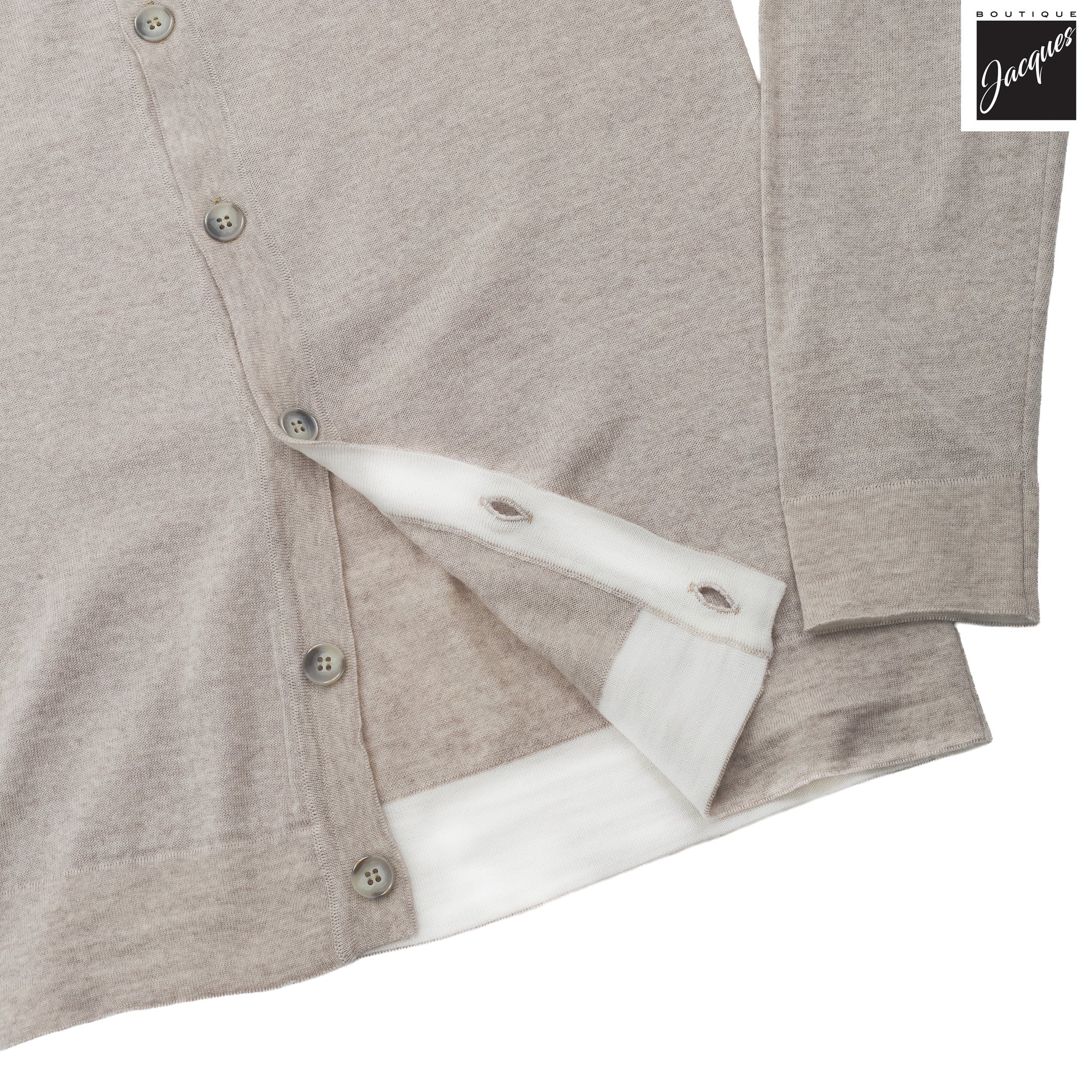 Beige Extra-Fine Virgin Wool Button Front Polo Shirt - FRADI