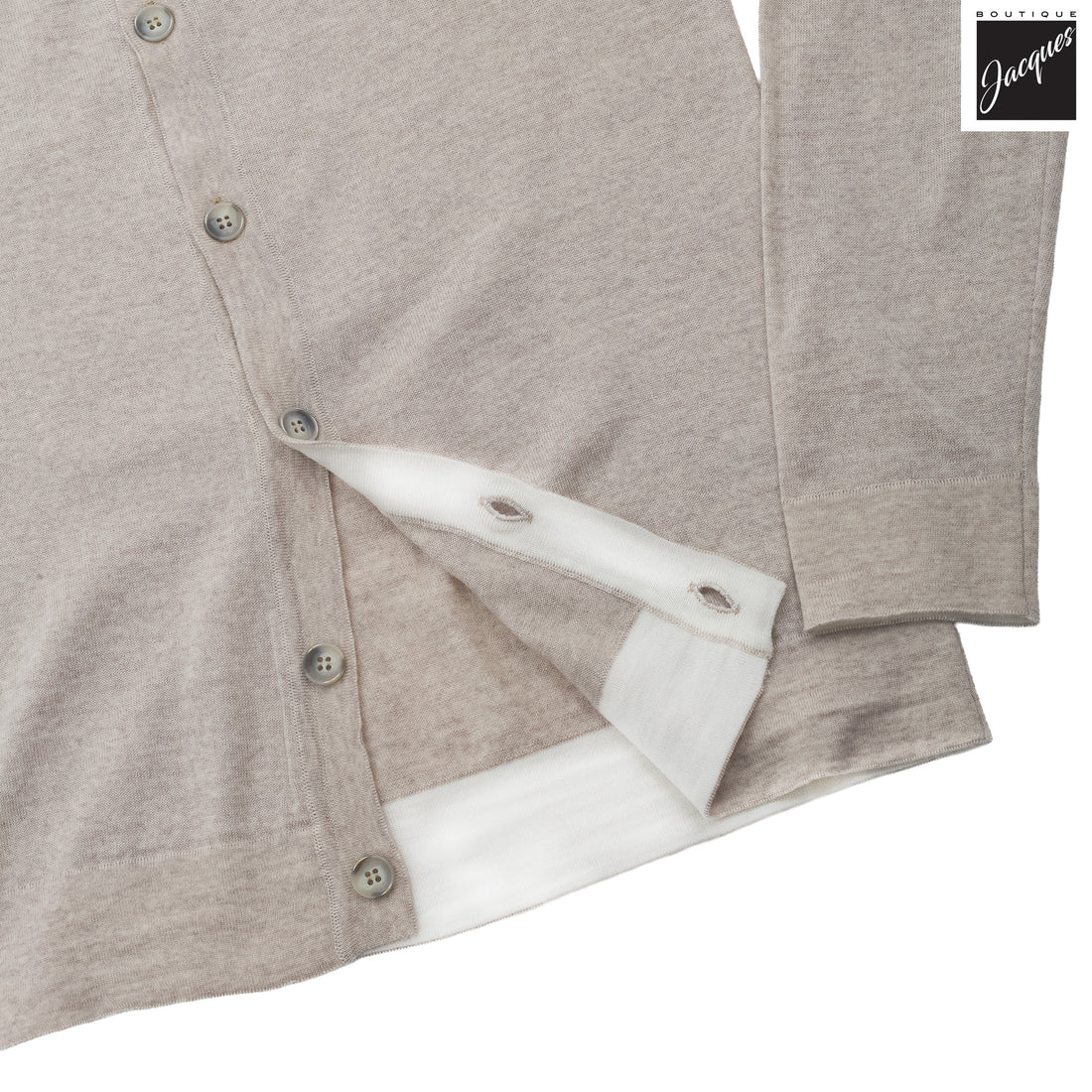 Beige Extra-Fine Virgin Wool Button Front Polo Shirt - FRADI