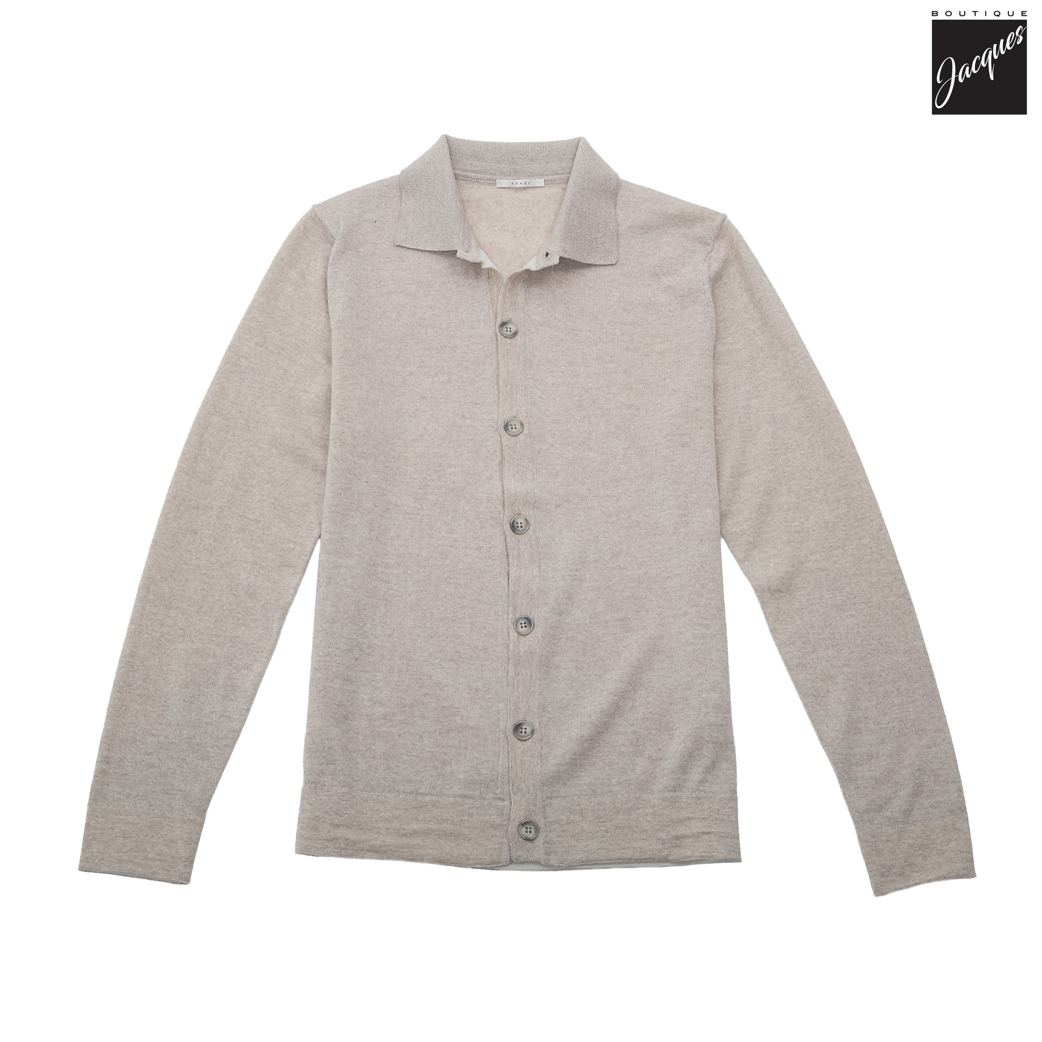 Beige Extra-Fine Virgin Wool Button Front Polo Shirt - FRADI