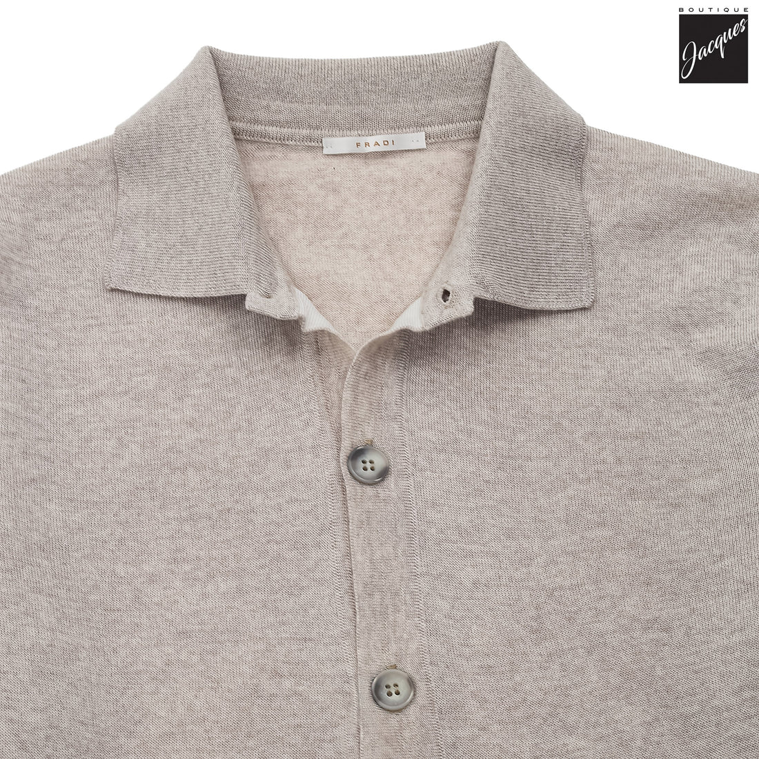 Beige Extra-Fine Virgin Wool Button Front Polo Shirt - FRADI