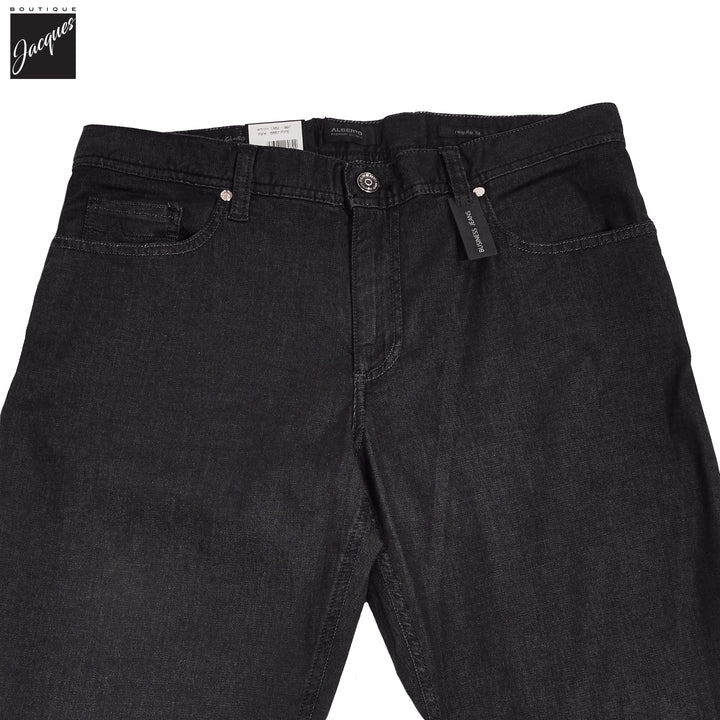 Black Ultralight Super-Stretch Pipe Regular Fit Premium Giza Denim - ALBERTO