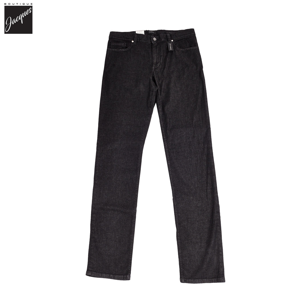 Black Ultralight Super-Stretch Pipe Regular Fit Premium Giza Denim - ALBERTO