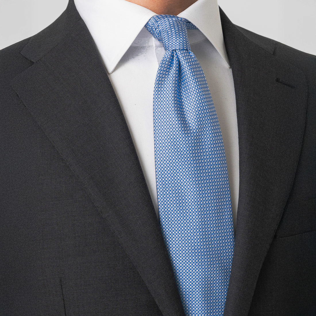 Light Blue Micro Pattern Woven Silk Tie - ETON - Boutique Jacques International