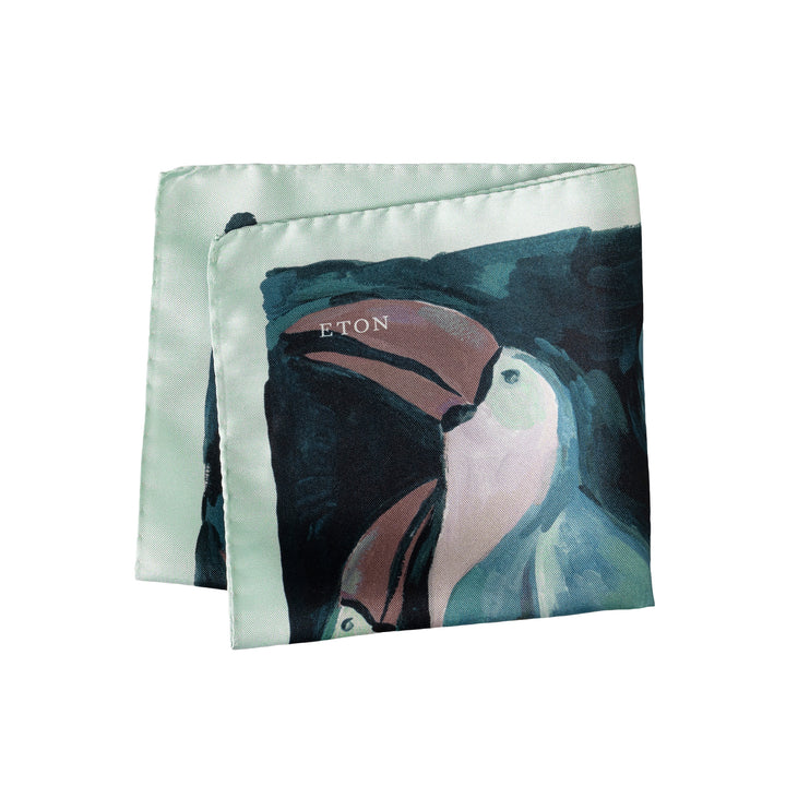 Dark Green Tucano Motif Silk Twill Pocket Square - ETON