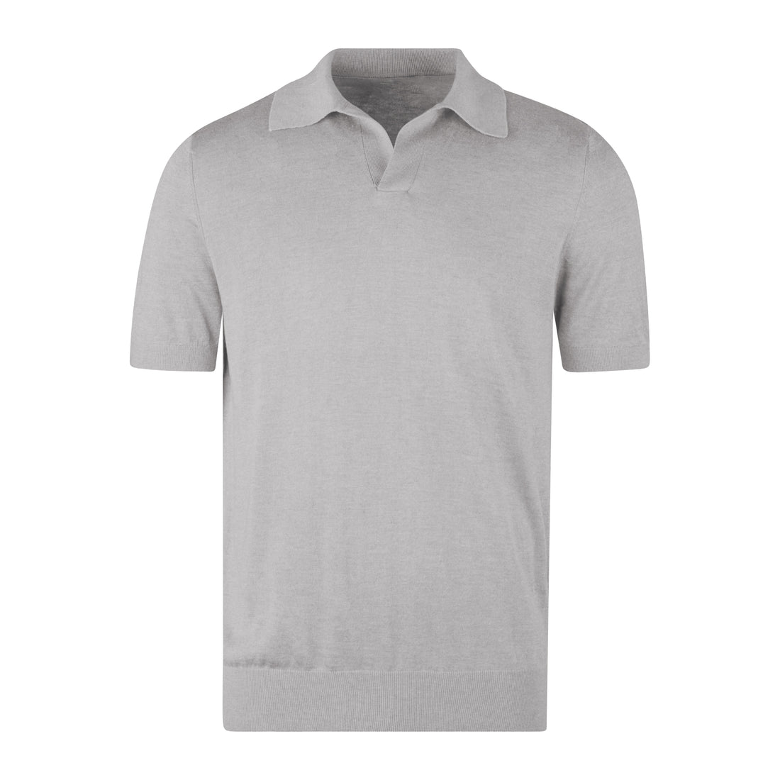 Gray Silk-Cashmere Johnny Collar Polo Shirt - Stenströms - Boutique Jacques International
