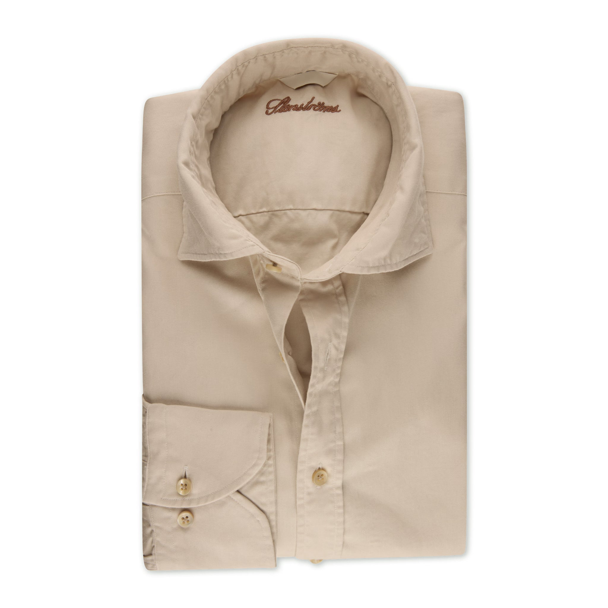 Light Beige Solid Lyocell Regular Fit Casual Shirt - Stenströms