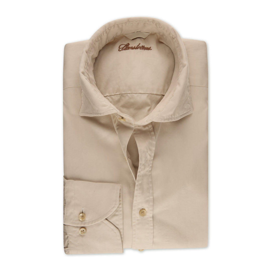 Light Beige Solid Lyocell Regular Fit Casual Shirt - Stenströms