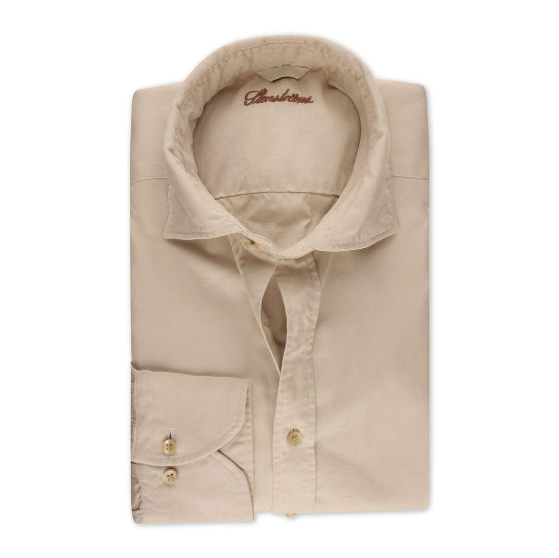 Light Beige Solid Lyocell Regular Fit Casual Shirt - Stenströms