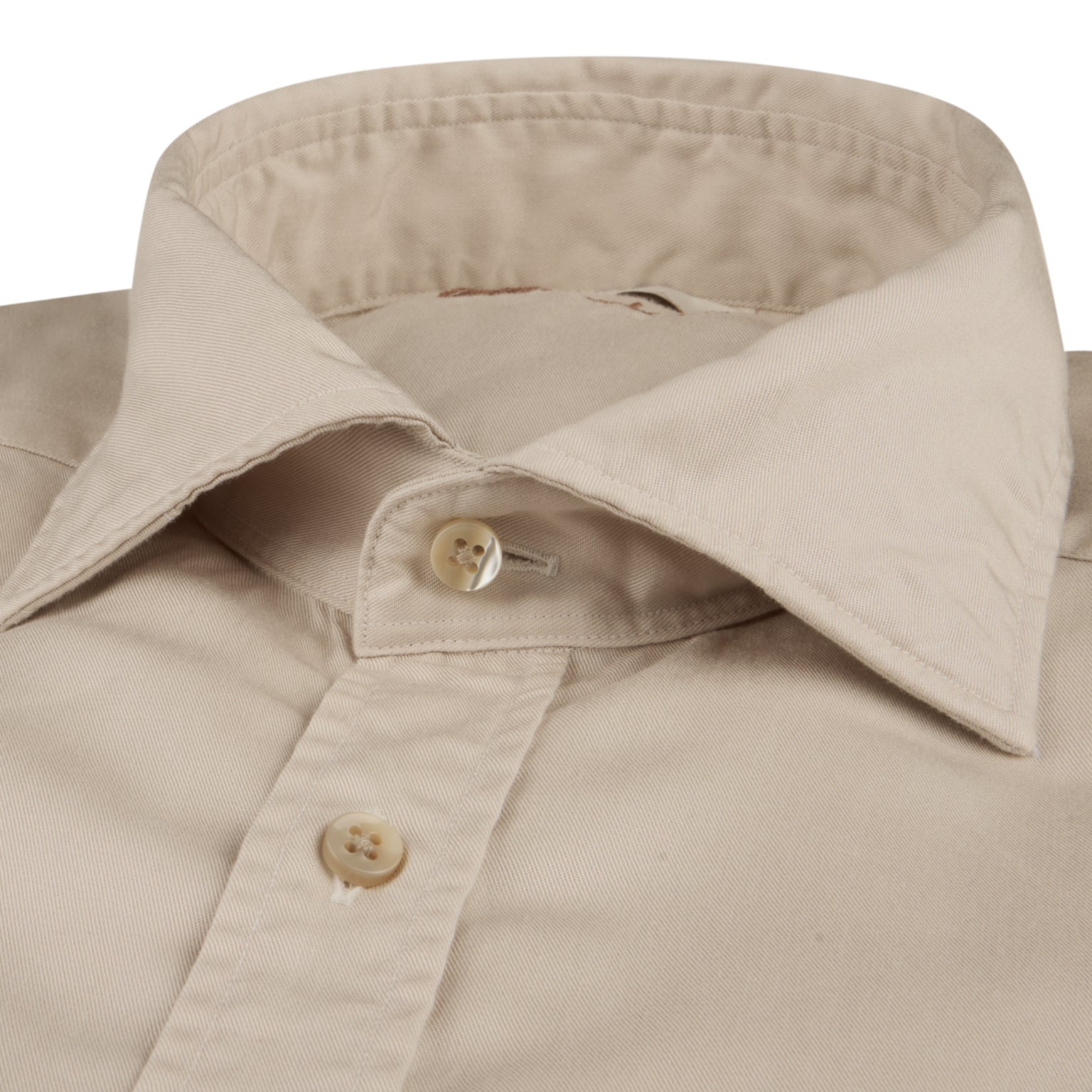 Light Beige Solid Lyocell Regular Fit Casual Shirt - Stenströms