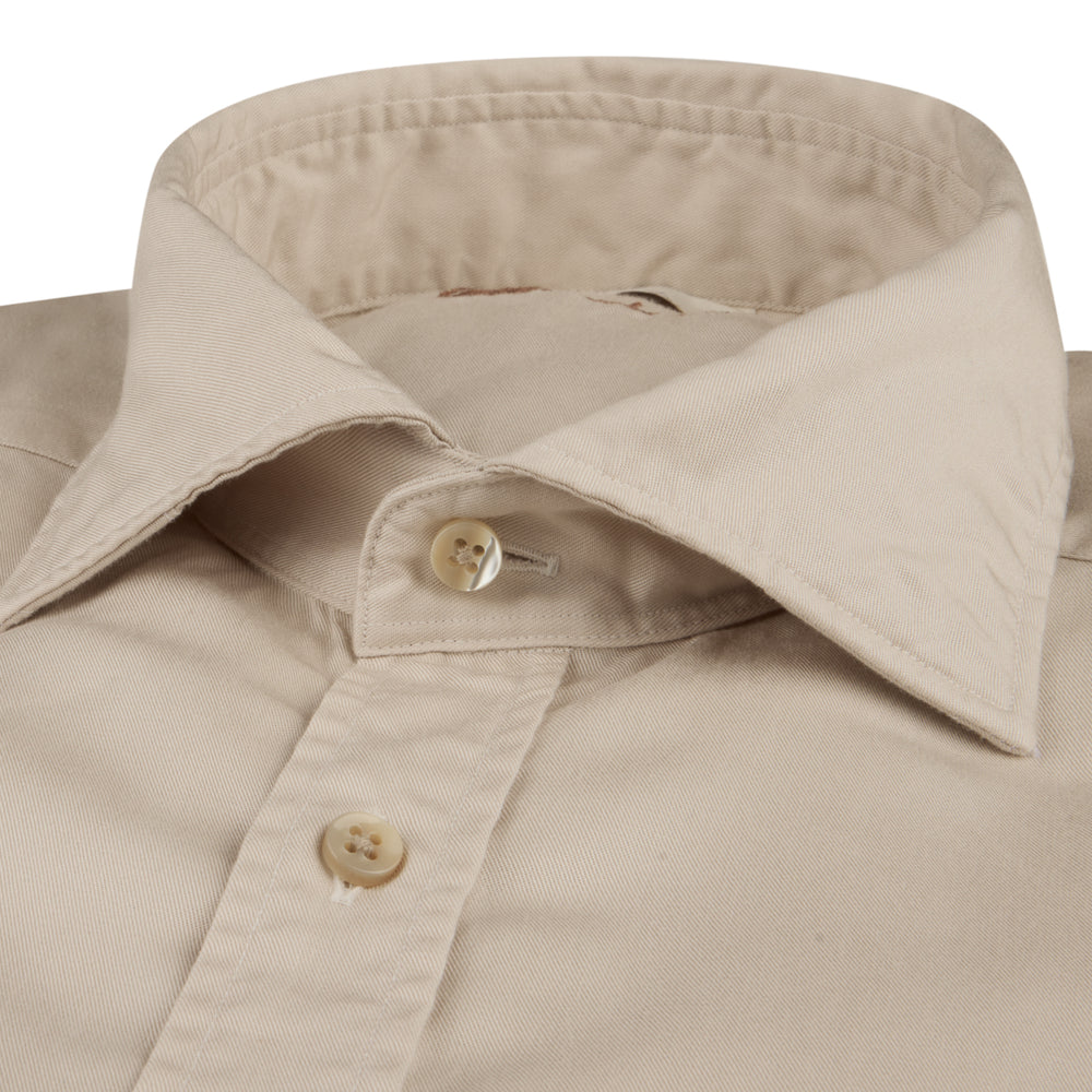 Light Beige Solid Lyocell Regular Fit Casual Shirt - Stenströms