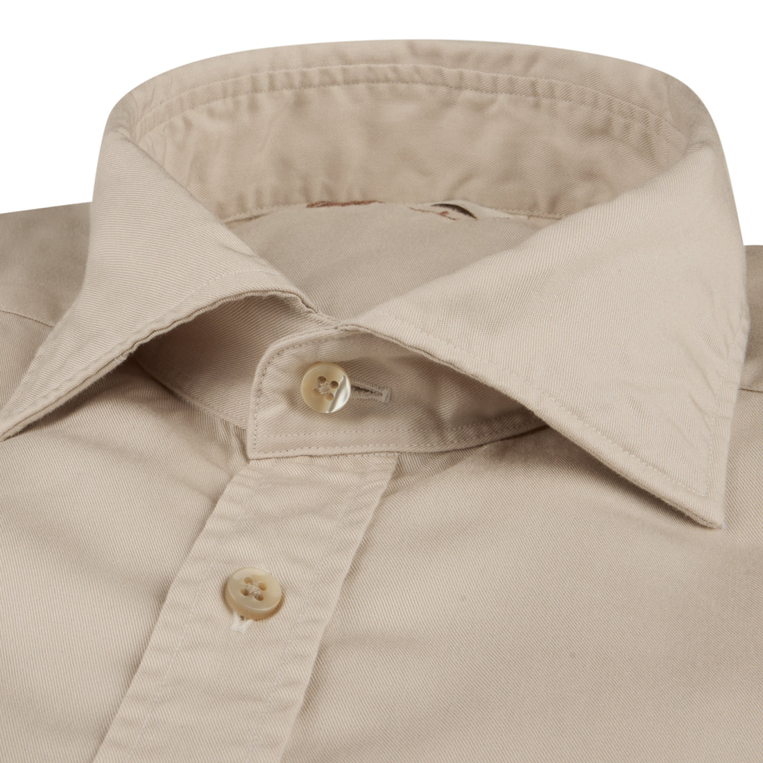 Light Beige Solid Lyocell Regular Fit Casual Shirt - Stenströms