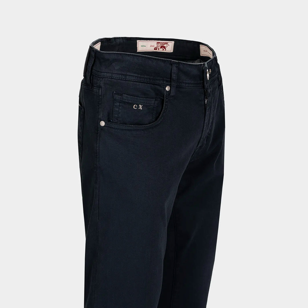 Dark Blue Soft Dye Michelangelo Super-Stretch Five Pocket Pants - TRAMAROSSA - Boutique Jacques International