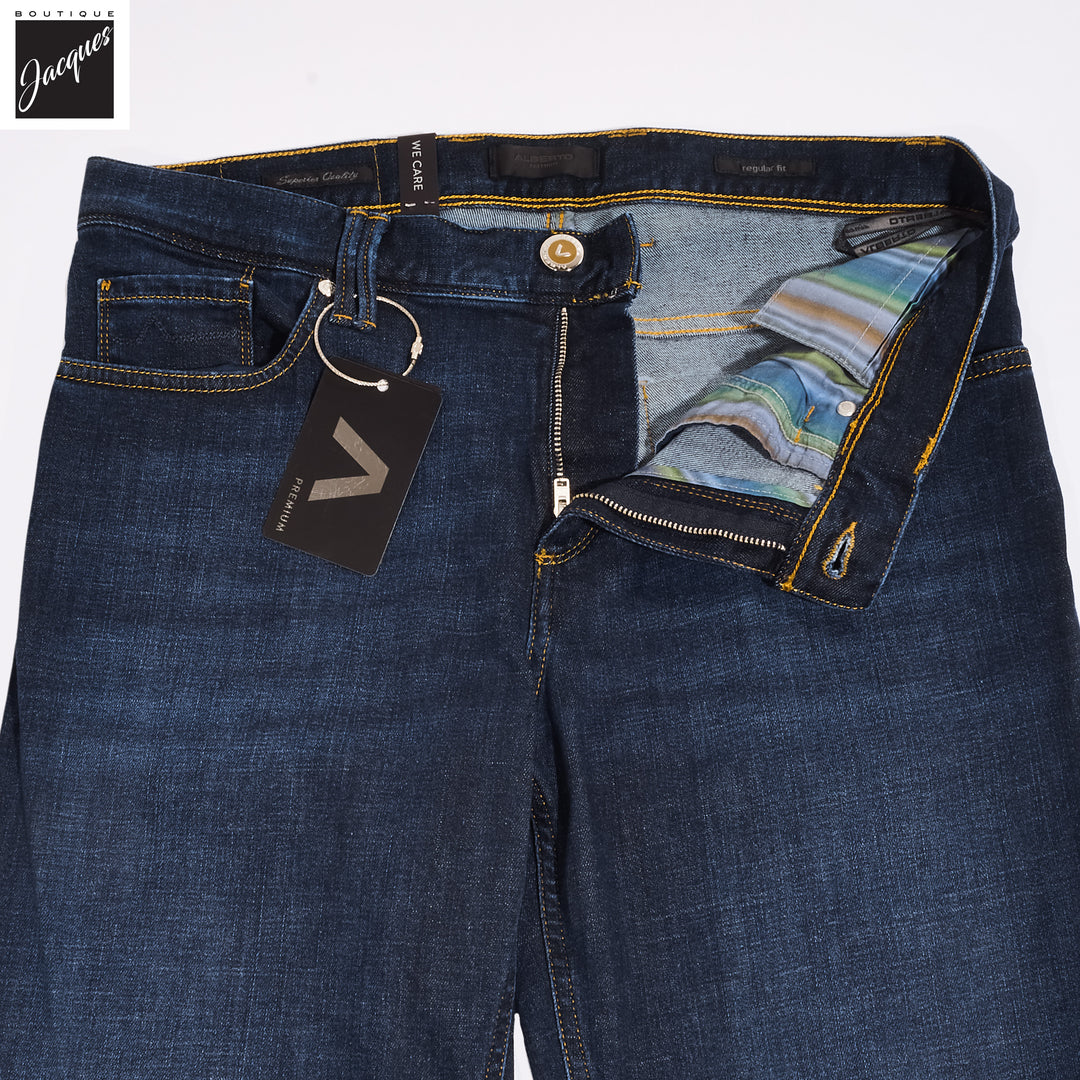Indigo Blue Pipe Regular Fit Soft Premium Jeans - ALBERTO
