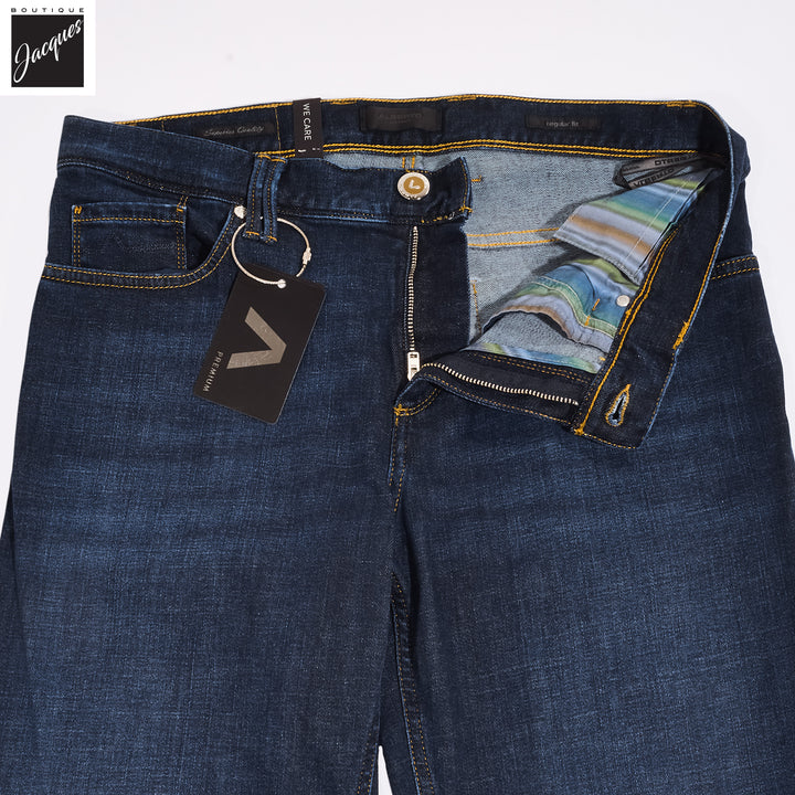 Indigo Blue Pipe Regular Fit Soft Premium Jeans - ALBERTO