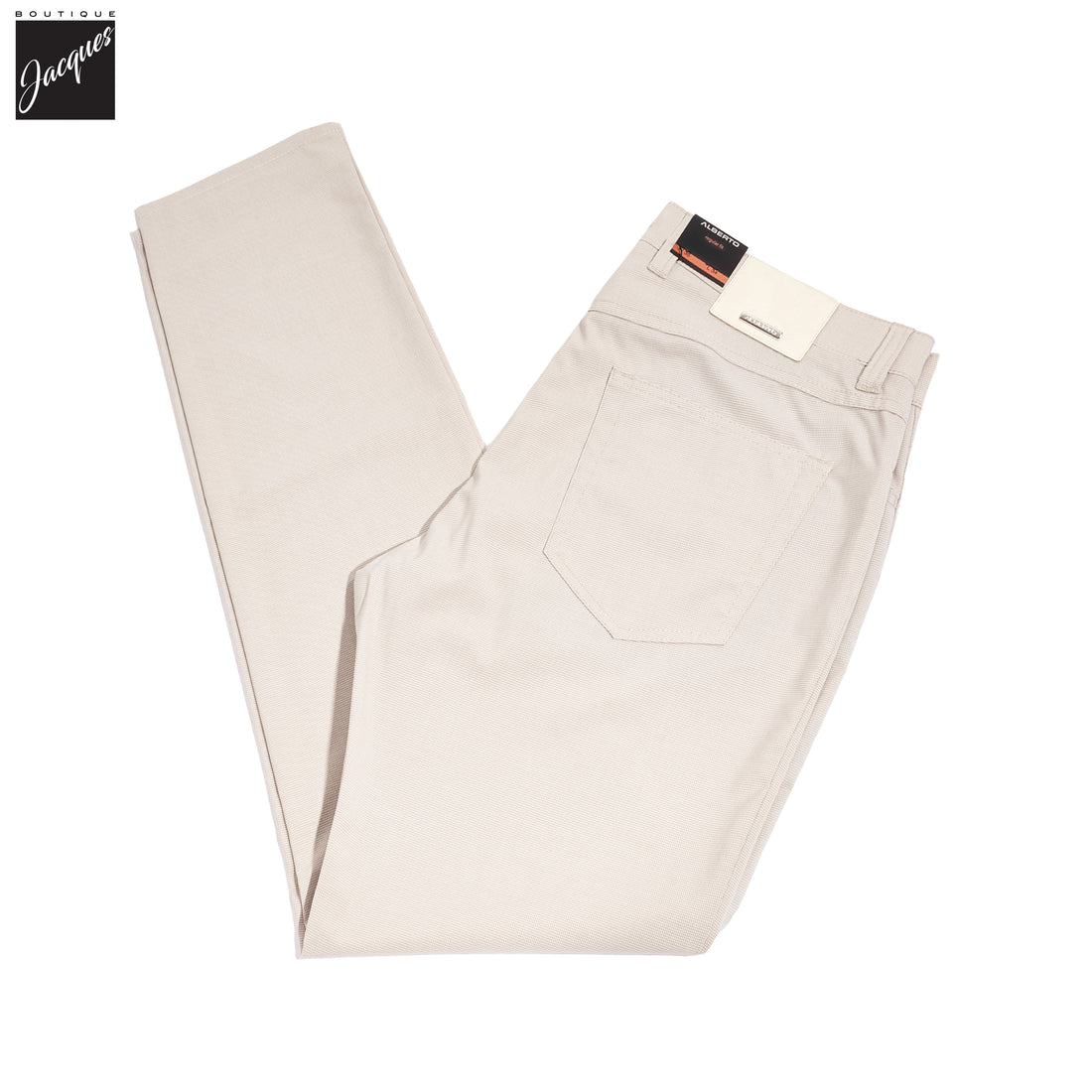 Beige Mini Pepita Pattern Ceramica Pipe Five Pocket Pants - ALBERTO - Boutique Jacques International