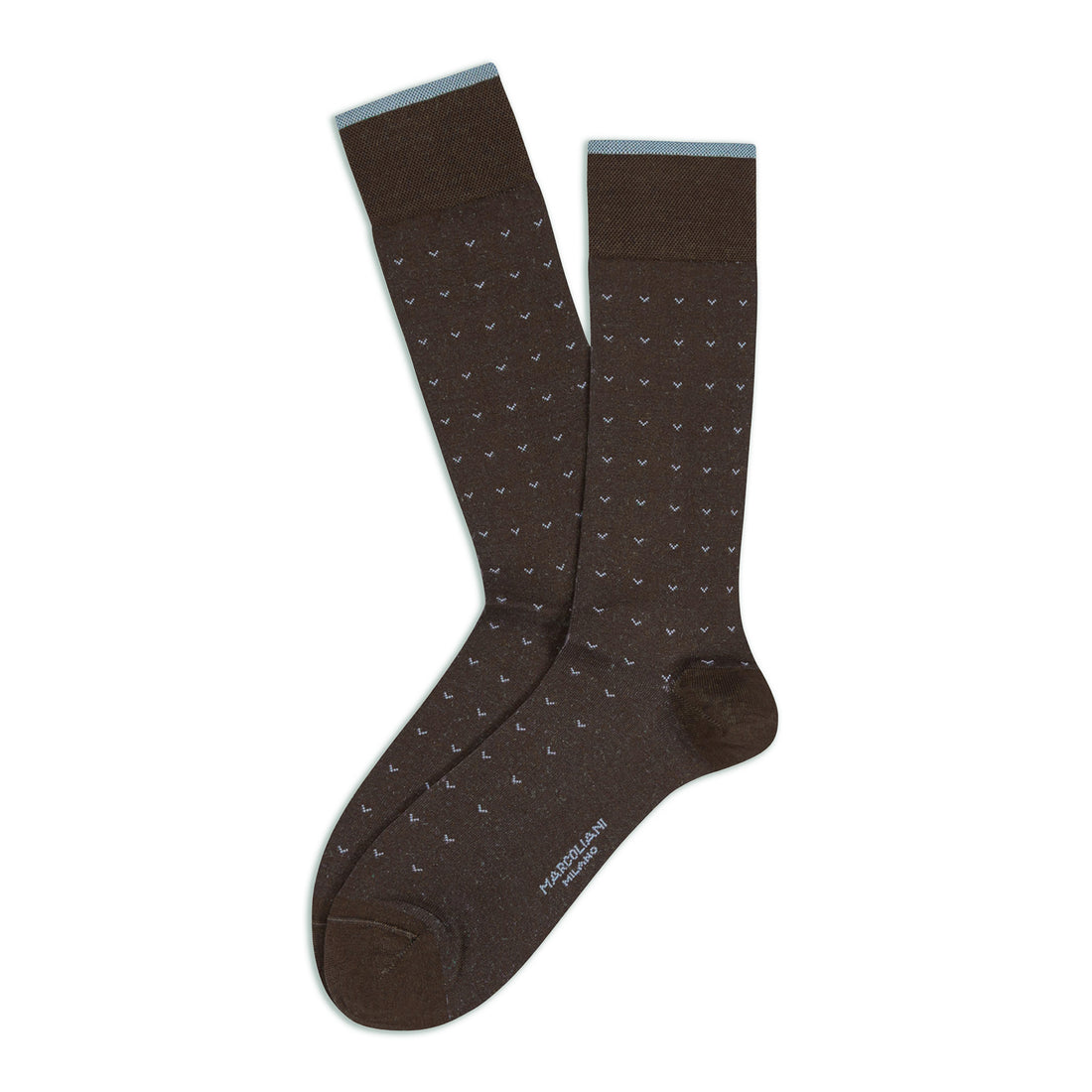 Brown Volo Motif Pima Cotton Mid-Calf Socks - Marcoliani - Boutique Jacques International