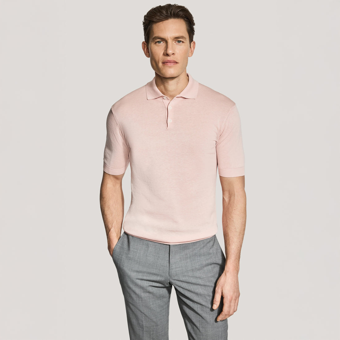 Pink Cotton Silk Tupper Knit Polo - Jack Victor - Boutique Jacques International
