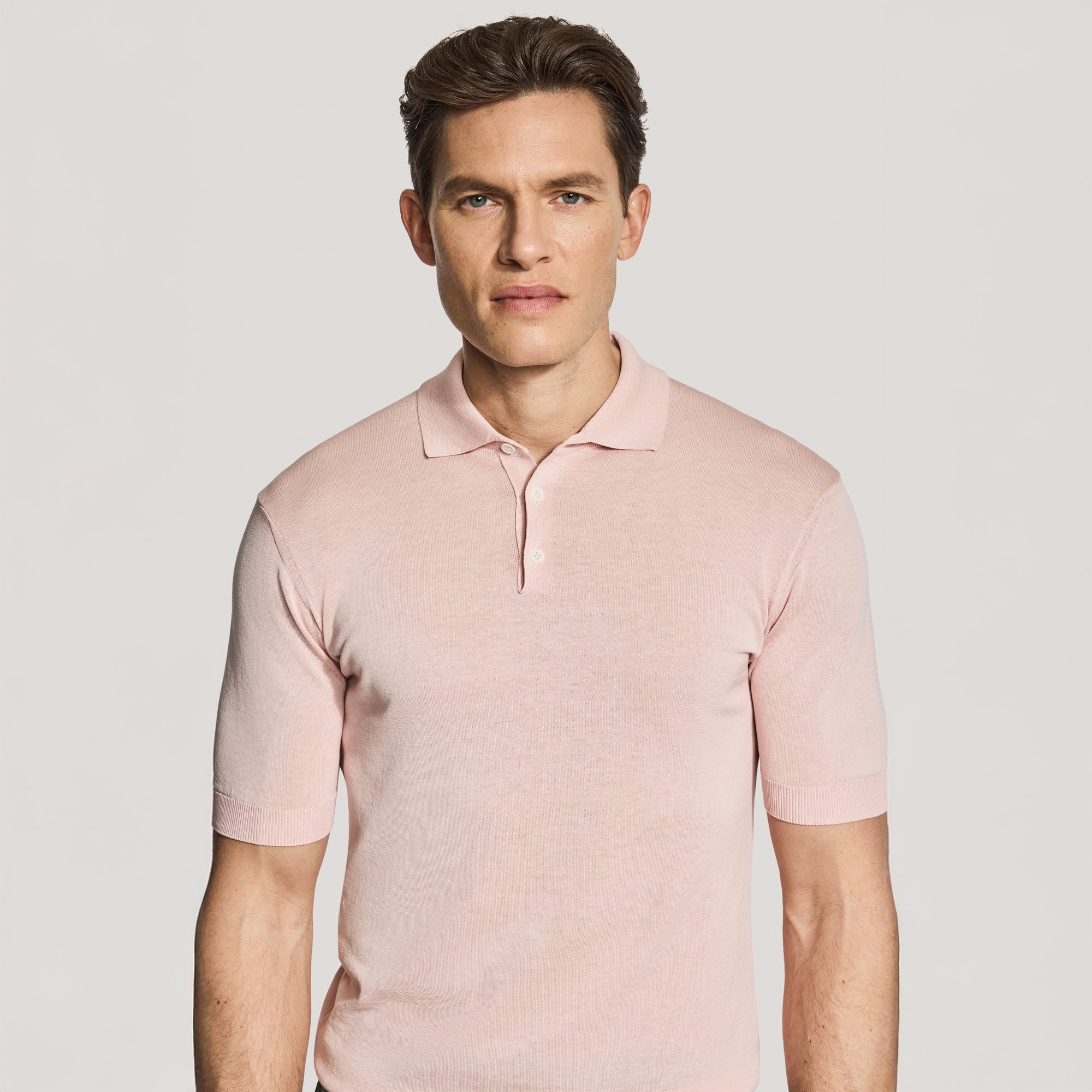 Pink Cotton Silk Tupper Knit Polo - Jack Victor - Boutique Jacques International
