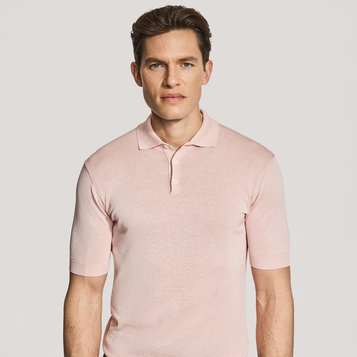Pink Cotton Silk Tupper Knit Polo - Jack Victor - Boutique Jacques International