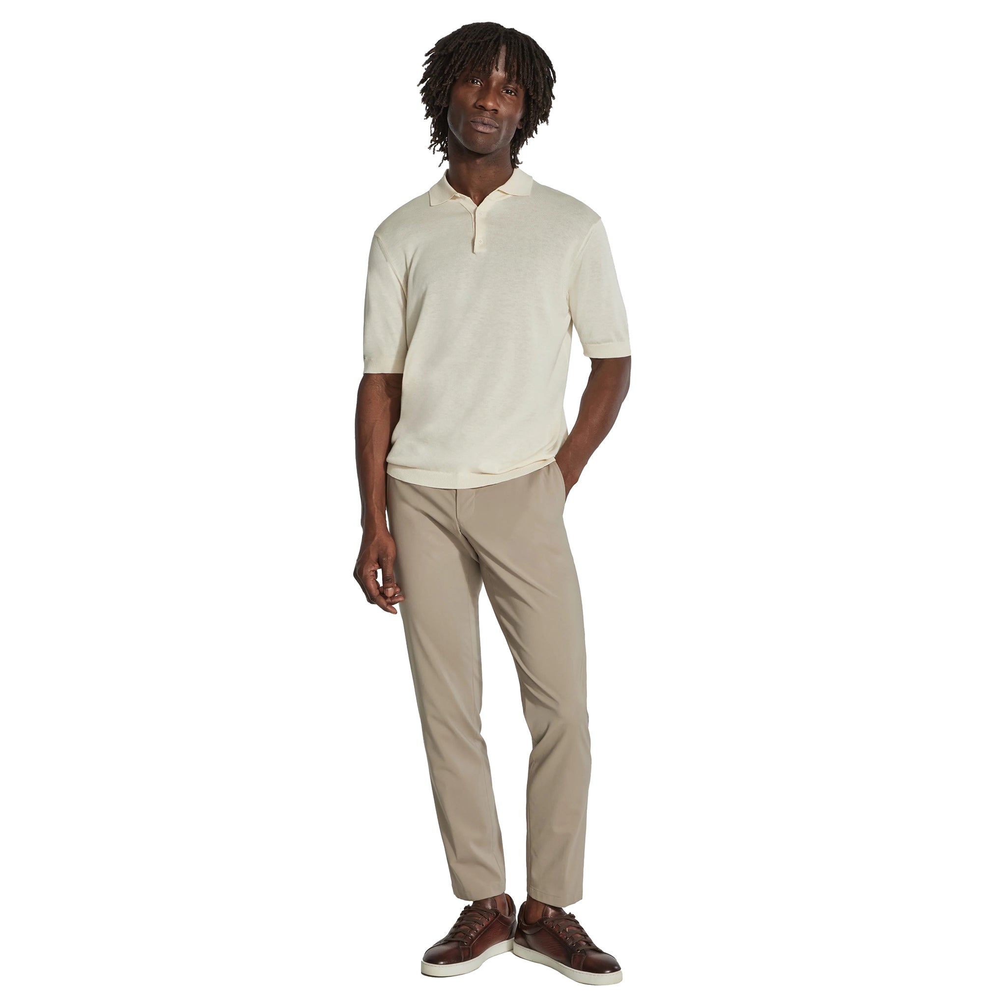 Ecru Cotton Silk Tupper Knit Polo - Jack Victor - Boutique Jacques International