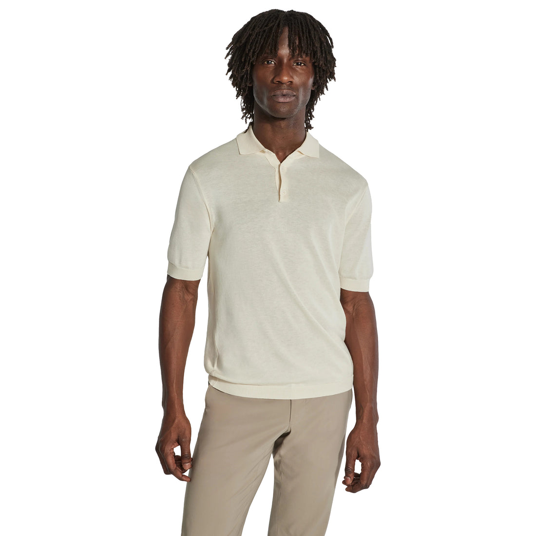 Ecru Cotton Silk Tupper Knit Polo - Jack Victor - Boutique Jacques International