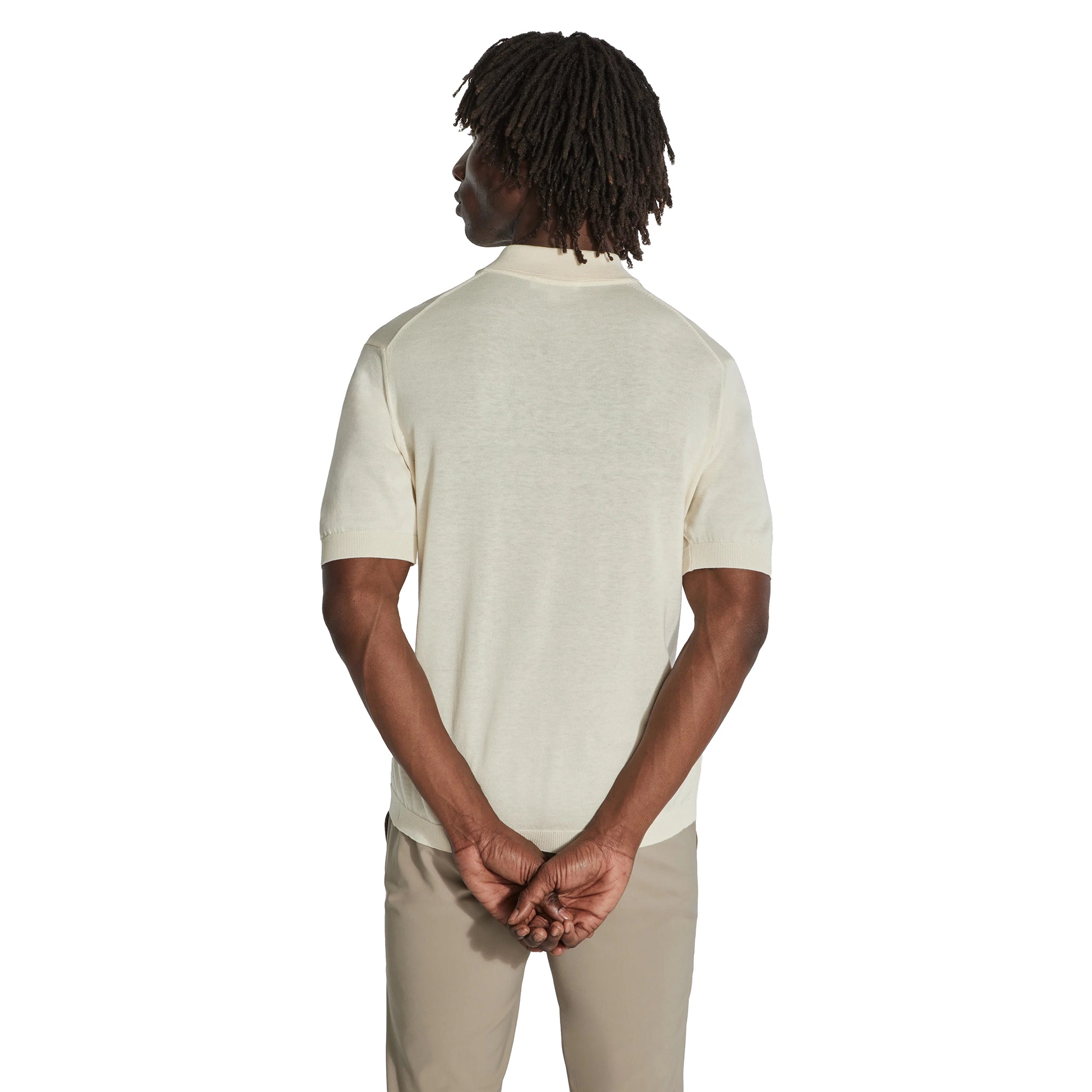 Ecru Cotton Silk Tupper Knit Polo - Jack Victor - Boutique Jacques International