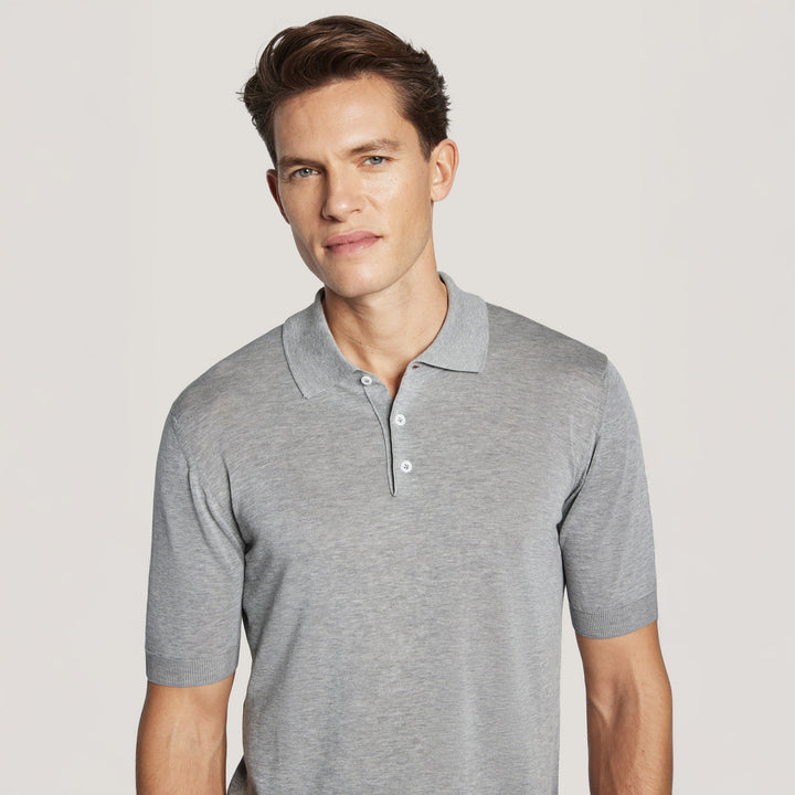 Gray Cotton Silk Knit Polo - Jack Victor