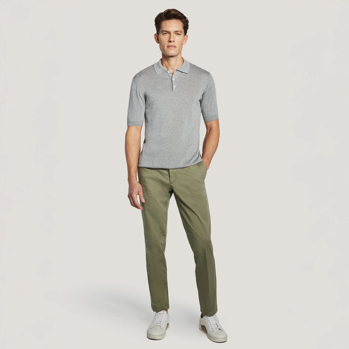 Gray Cotton Silk Knit Polo - Jack Victor