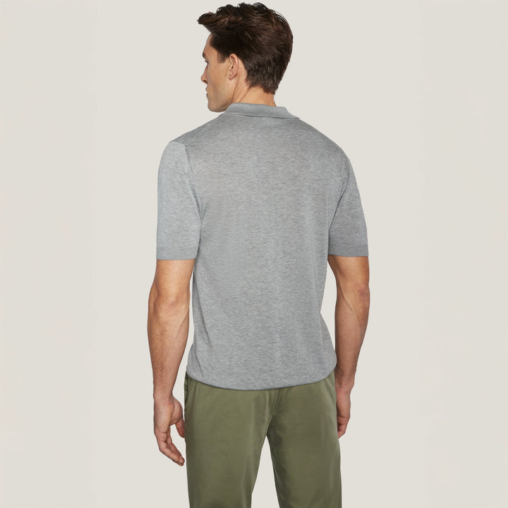 Gray Cotton Silk Knit Polo - Jack Victor