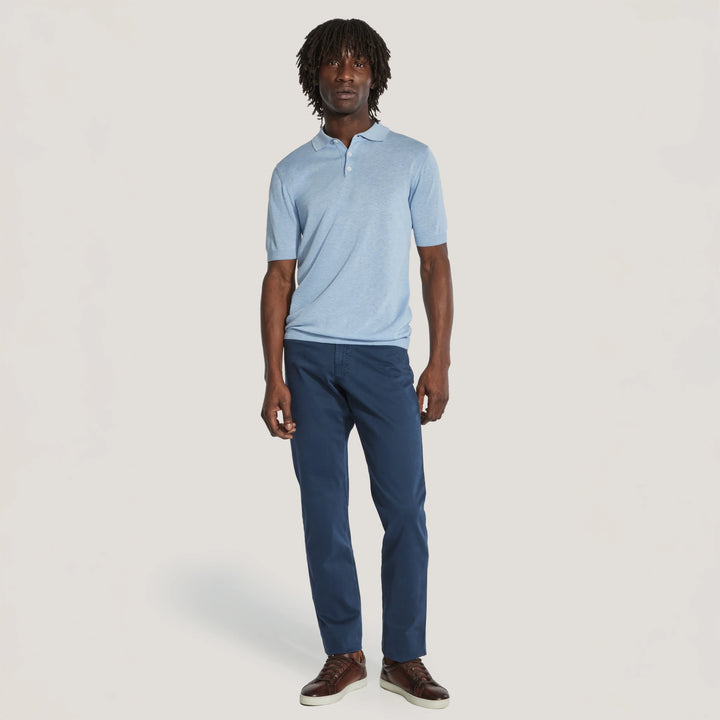 Light Blue Cotton Silk Knit Polo - Jack Victor