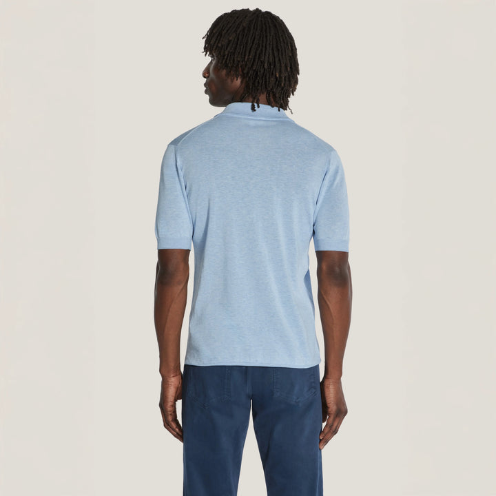 Light Blue Cotton Silk Knit Polo - Jack Victor