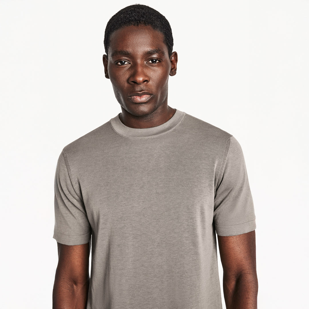 Pearl Cotton Silk Knit Short Sleeve Wellington Crewneck - Jack Victor - Boutique Jacques International