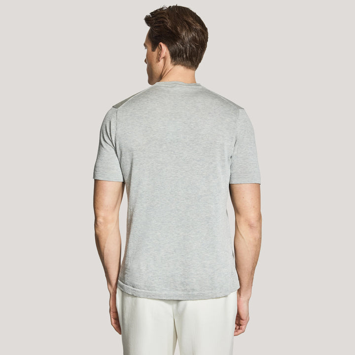 Light Gray Cotton Silk Knit Short Sleeve Wellington Crewneck - Jack Victor - Boutique Jacques International